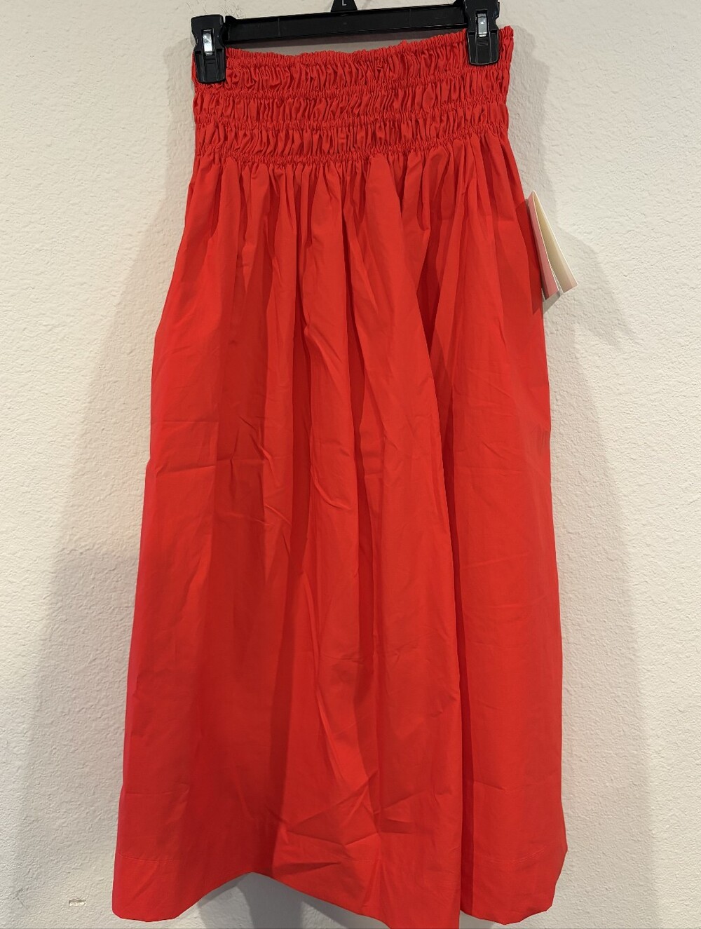 NEW PEACH Womens Classic Casual Red Elastic Waist Pull On Midi Skirt Size Small
